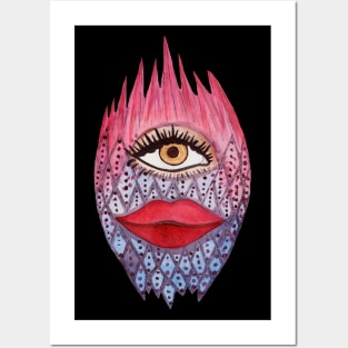 Colorful eye lips face Posters and Art